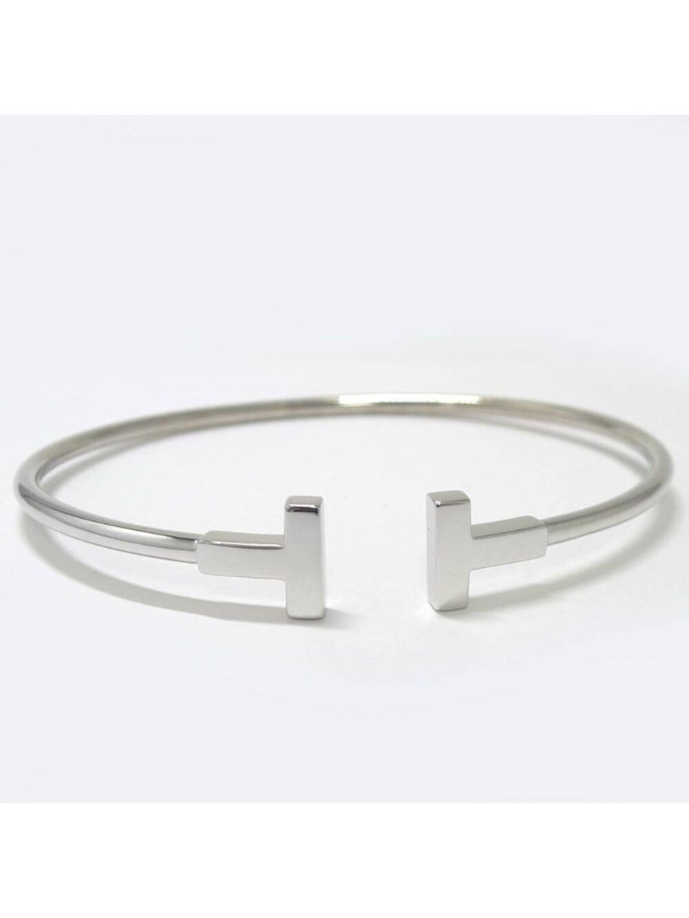 Tiffany & Co T Wire Bangle White Gold Bracelet